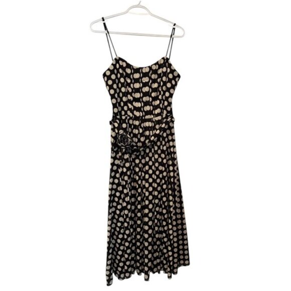 Svetlana black and white polka dot pleated cami midi dress size 10 - Picture 1 of 4